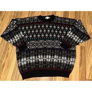VTG 80's Cheryl Mills Women's Sweater Knit USA Coogi Style Fairy Isle Grandpa